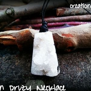 White Druzy Quartz Boho Necklace